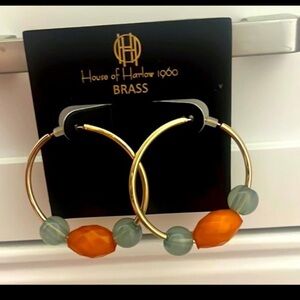 House of Harlow 1960 Gold and Orange Beaded Earrings